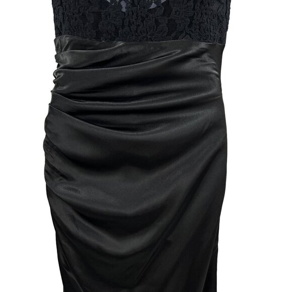 Ever Pretty Black Lace Satin Maxi Evening Gown Dress 8 Fairy Goth Minimalistic - Picture 11 of 16